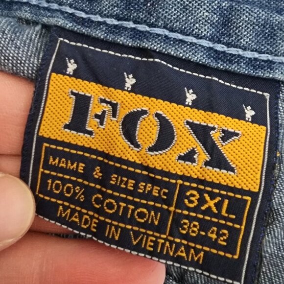 Vintage FOX Y2K Baggy Hip Hop Zipper Denim Men's Jean Shorts Size 3X - Picture 13 of 15